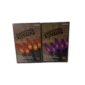 Lot 2 Haunted Living Set of 100 Halloween String Lights Purple Orange 21.87 ft